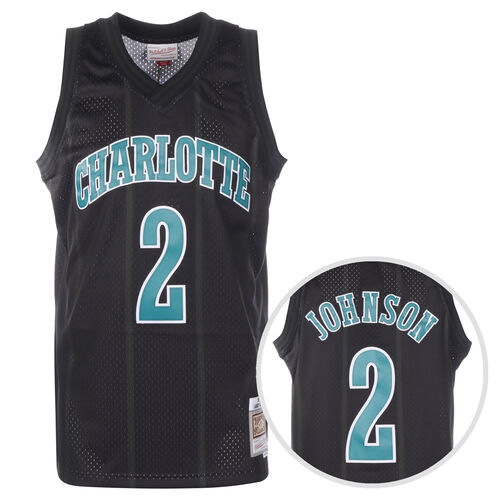 NBA Charlotte Hornets Larry Johnson Black Team Color Swingman Trikot Herren