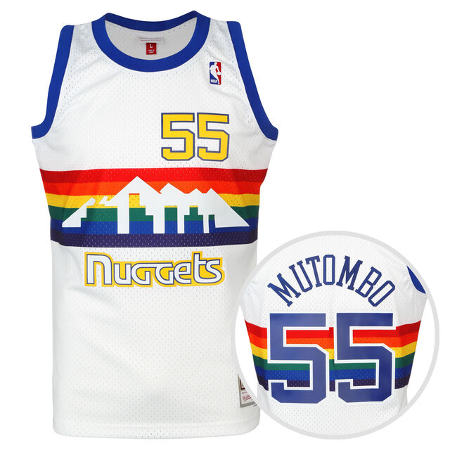Mitchell and Ness NBA Denver Nuggets Dikembe Mutombo Trikot Herren weiß /  blau kaufen